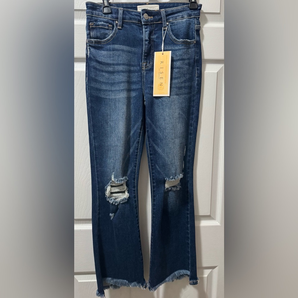 Risen Women’s Distressed Dark Blue Jeans